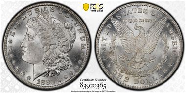 1880-CC $1 8/7 Reverse of 1878 MS66