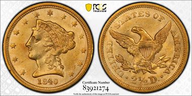 1840 $2.50 MS63+