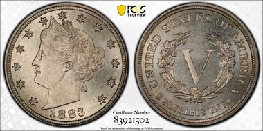 1883 5C No CENTS MS67+