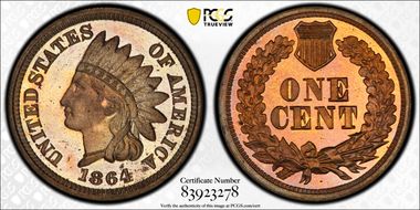 1864 1C Copper Nickel PR66CAM