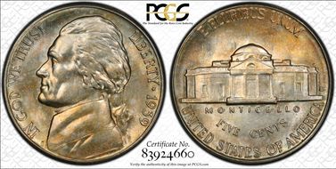 1939-S 5C Reverse of 1938 MS65