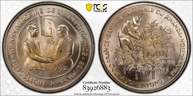 1972 200 Fr 10th Ann. Independence KM-11 F.A.O. MS66