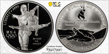 1995-P $1 Gymnastics PR70DCAM