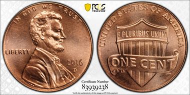 2016-D 1C Shield MS67RD