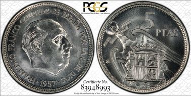 1957 5 Pta (1974) MS64