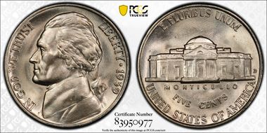 1939-D 5C Reverse of 1938 MS66