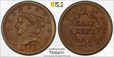 1853 1/2C Cohen 1 MS65BN