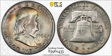 1954-D 50C Obv Die Clash, FS-402 MS65FBL