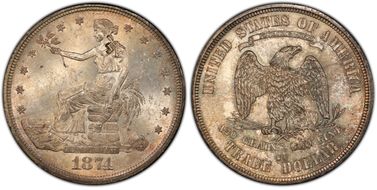 1874-CC T$1 Chopmarked MS64