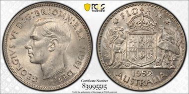 1952(m) Florin KM-48  Ag MS63