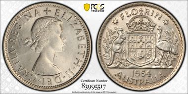 1954(m) Florin KM-54  Ag MS66