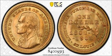 1903 G$1 LA Purchase, Jefferson MS67