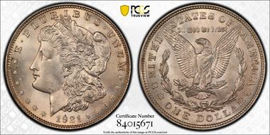 1921 $1 Morgan MS65