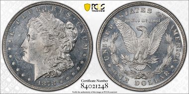 1878 8TF $1 VAM 14.2 Polished Ear MS62PL