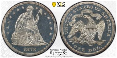 1873 $1 Seated PR63+ CAM