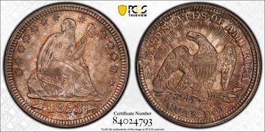 1853 25C Arrows and Rays MS66