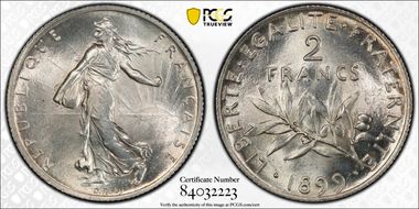 1899 2 Fr Gad-532 F-266 MS66