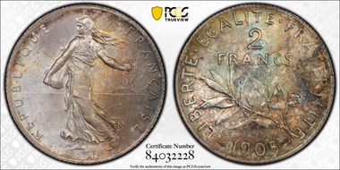 1905 2 Fr Gad-532 F-266 MS66