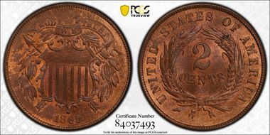 1865 2C Fancy 5 MS66RB