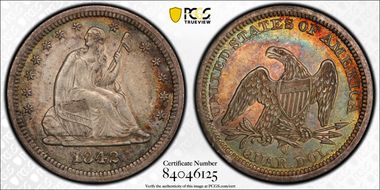 1842-O 25C Large Date AU58