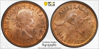 1954 Y. (p) 1/2D MS64RB