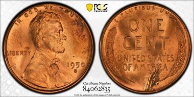 1950-S 1C MS65RD