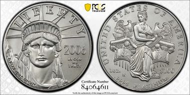 2006-W $100 Burnished St. of Liberty SP70
