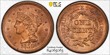 1856 1C N-14 Slanted 5 MS64RD