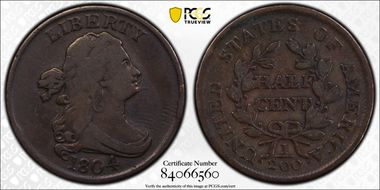 1804 1/2C Spiked Chin F15BN
