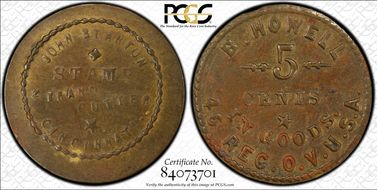 (1861-65) Token OH-46-5B Brass B. Howell MS61