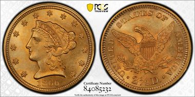 1860 $2.50 New Reverse MS64