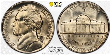 1943-D/D 5C RPM FS-501 MS66FS