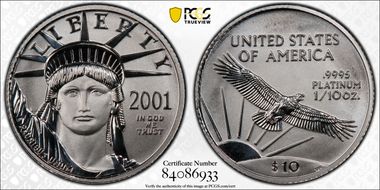 2001 $10 Statue of Liberty MS70