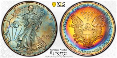 1996 $1 Silver Eagle MS68