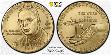 2017-W $5 Boys Town First Strike MS70