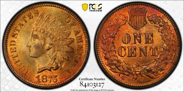 1875 1C MS65RD