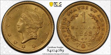 1853-O G$1 MS63