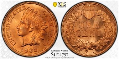 1908 1C MS66+ RD