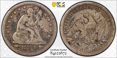 1854-O 25C Huge O VF20