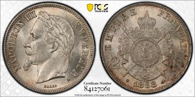 1868-A 2 Fr Gad-527 F-263 MS63+