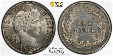 1892 10C MS62