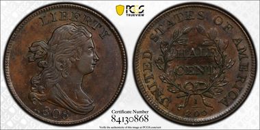 1808 1/2C C-3 AU58BN