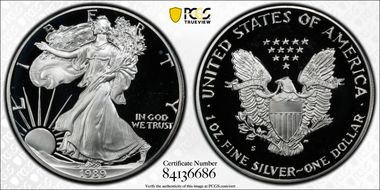 1989-S $1 Silver Eagle PR68DCAM