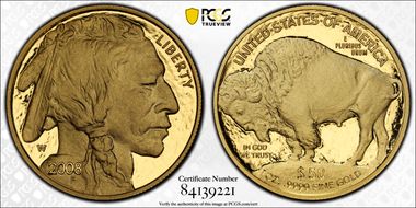 2008-W $50 American Buffalo .9999 Fine Gold PR70DCAM
