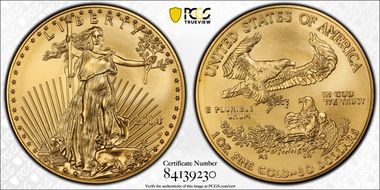 2014-W $50 Burnished Gold Eagle SP70