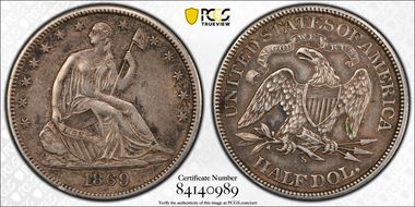 1869-S 50C WB-2 Very Small S XF40