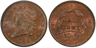 1828 1/2C 13 Stars MS63BN