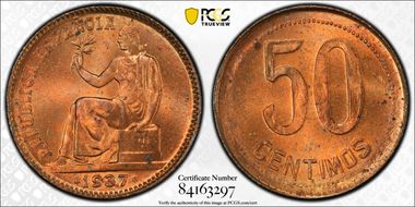 1937 50C Beaded MS64RD