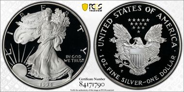 1994-P $1 Silver Eagle PR70DCAM