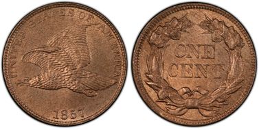 1857 1C Flying Eagle MS65